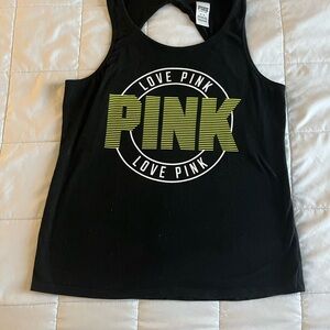 PINK Victoria's Secret Black Tank Top with White Label